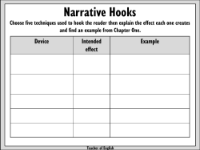 Predictions and pre-reading - Narrative Hooks Worksheet