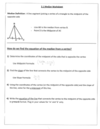 Median Worksheet with Answers