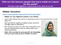 Malala Yousafzai - Info sheet