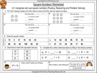 Square Numbers - Worksheet