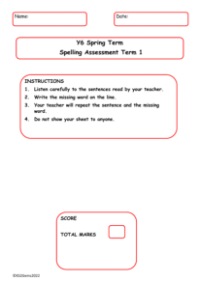 Spring Term Spelling Assesment Term 1