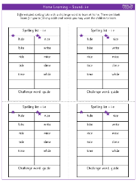 Spelling - Home learning - Sound i-e