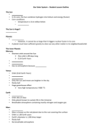 Our Solar System - The Sun to The Oort Cloud Student Lesson Outline