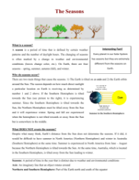 The Seasons - Reading with Comprehension Questions