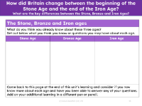 Stone, Bronze and Iron ages - Worksheet
