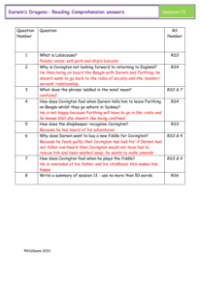 3. Reading Comprehension answers