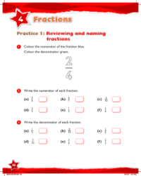 Work Book, Reviewing and naming fractions
