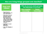 Cops and robbers - What do you know about grouping and classifying living things?