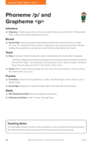 Phoneme "p" Grapheme "p" - Lesson plan 