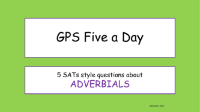 Adverbials SATs Style Questions