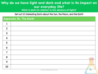 10 Interesting facts about the Earth - Worksheet