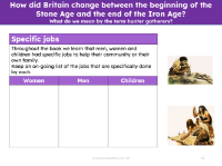 Jobs for hunter-gatherers - Worksheet