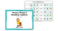 Phonics Phase 2 Captions - English Phonics Teaching PowerPoint withs and Prinatable Flashcards