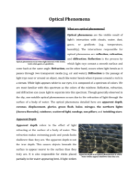 Optical Phenomena - Reading with Comprehension Questions 1