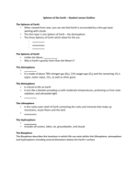 The Spheres of Earth - Student Lesson Outline