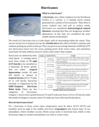 Hurricanes - Reading with Comprehension Questions 2