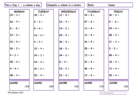 2, 3 and 4 Division Facts