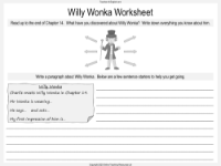 Charlie and the Chocolate Factory - Lesson 7: Meeting Mr. Wonka - Willy Wonka Worksheet