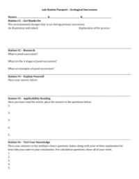 Ecological Succession - Lab Station Passport