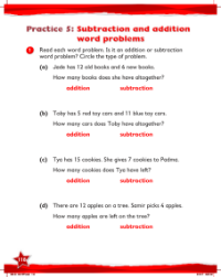 Work Book, Subtraction and addition word problems