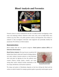 Blood Analysis and Forensics - Reading with Comprehension Questions