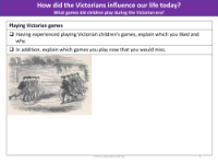 Playing Victorian games - Worksheet