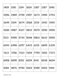 Digit Cards - Random 4 digit numbers