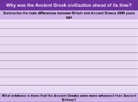 Summarise the main differences between Britain and Ancient Greece 2000 years ago - Writing task