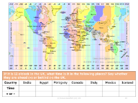 Time zones around the world - Worksheet