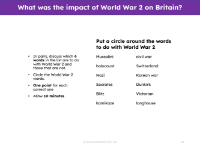 Word sorts - World War 2
