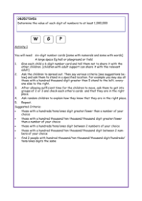 Digit value in numbers up to 1,000,000 worksheet