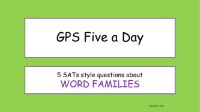 Word Families SATs Style Questions