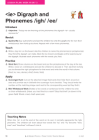 "ie" Digraph and Phonemes "igh,ee" - Lesson plan 