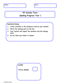 Autumn Term Spelling Progress Test 1