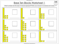 Base Ten Blocks - Numbers 11-19 - Worksheet