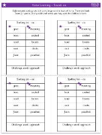 Spelling - Home learning - Sound oa