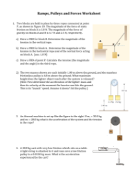 Ramps, Pulleys and Forces - Worksheet