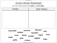 Action Words  - Verbs - Worksheet