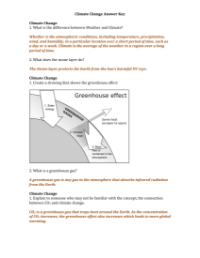 Climate Change - Bell Ringers Answer Key
