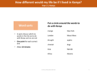 Word sorts - Kenya