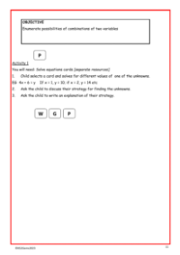 Two variable possibilities worksheet