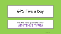 Sentence Types SATs Style Questions