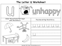 The Letter U - Worksheet