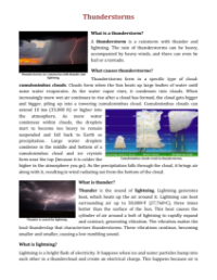 Thunderstorms - Reading with Comprehension Questions 2