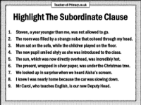 The Subordinate Clause - Worksheet