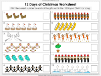12 Days of Christmas - Worksheet