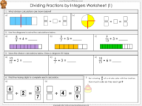 Dividing Fractions by Integers - Worksheet