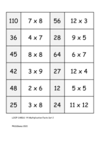 Multiplication Facts Set 2