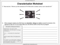 The Highwayman - Lesson 3 - Characterisation Worksheet