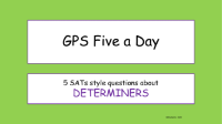 Determiners SATs Style Questions